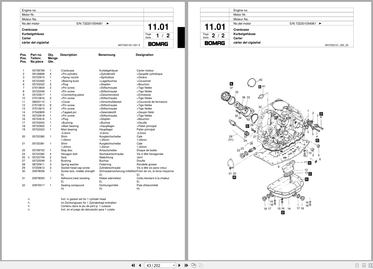 Bomag Vibratory Plate Compactor BPR 75 60 D 2 Spare Parts Catalog 2001 2003 EN DE FR (3)