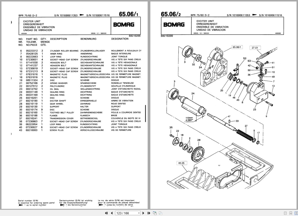 Bomag Vibratory Plate Compactor BPR 75 60 D 2 Spare Parts Catalog 2001 EN DE FR (2)