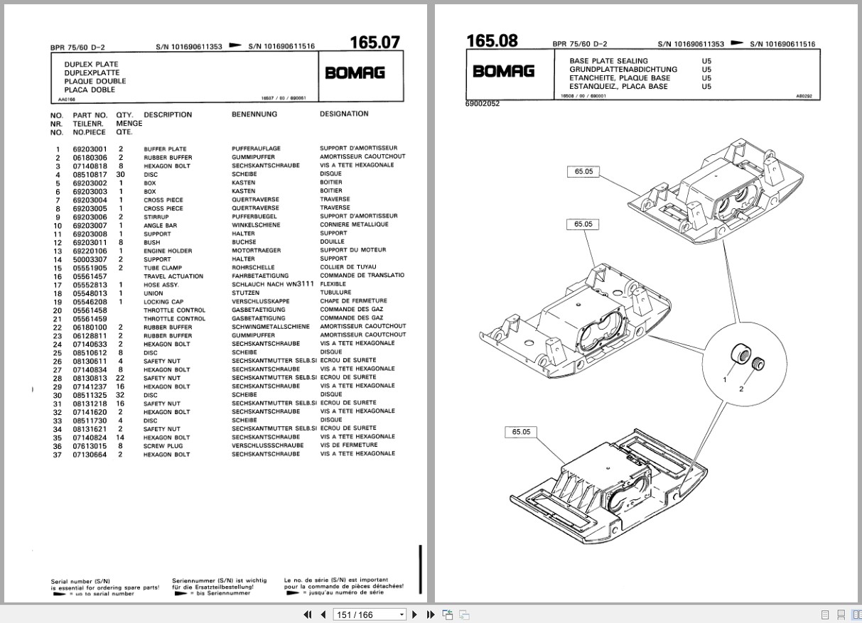 Bomag Vibratory Plate Compactor BPR 75 60 D 2 Spare Parts Catalog 2001 EN DE FR (3)