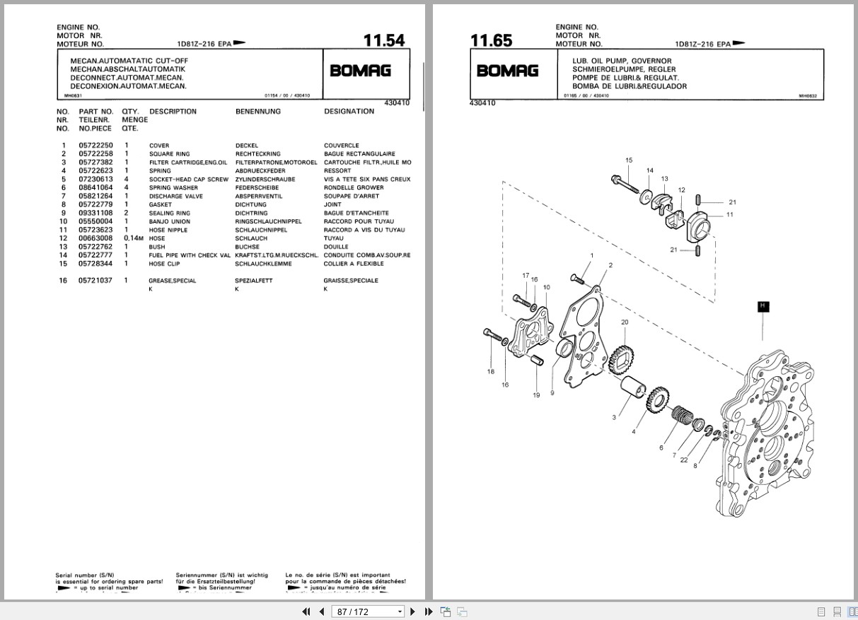 Bomag Vibratory Plate Compactor BPR 75 60 D 3 Spare Parts Catalog 00811414 2001 EN DE FR (2)