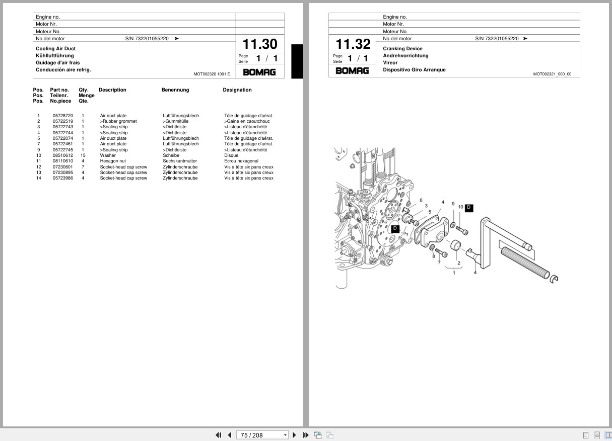 Bomag Vibratory Plate Compactor BPR 75 60 D 3 Spare Parts Catalog 00817445 2001 EN DE FR (2)