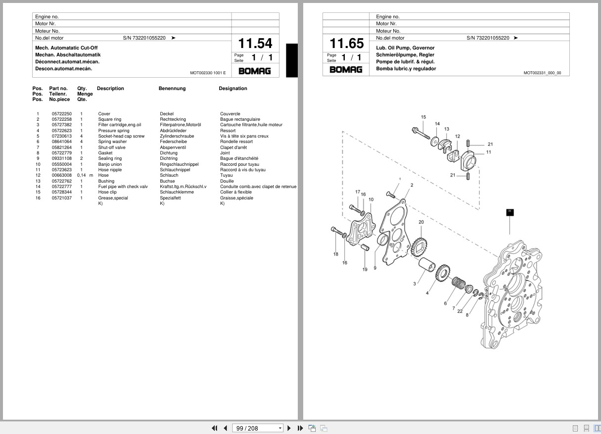 Bomag Vibratory Plate Compactor BPR 75 60 D 3 Spare Parts Catalog 00817445 2001 EN DE FR (3)