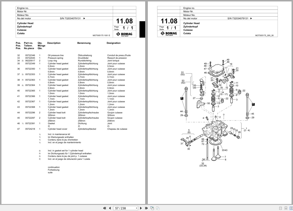 Bomag Vibratory Plate Compactor BPR 75 60 D 3 Spare Parts Catalog 2002 2006 EN DE FR (3)