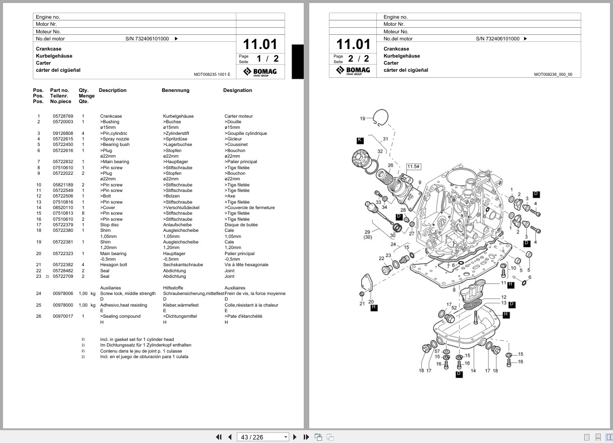 Bomag Vibratory Plate Compactor BPR 75 60 D 3 Spare Parts Catalog 2006 2008 EN DE FR (2)