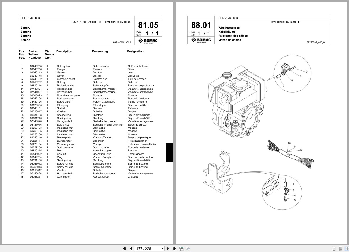 Bomag Vibratory Plate Compactor BPR 75 60 D 3 Spare Parts Catalog 2006 2008 EN DE FR (3)