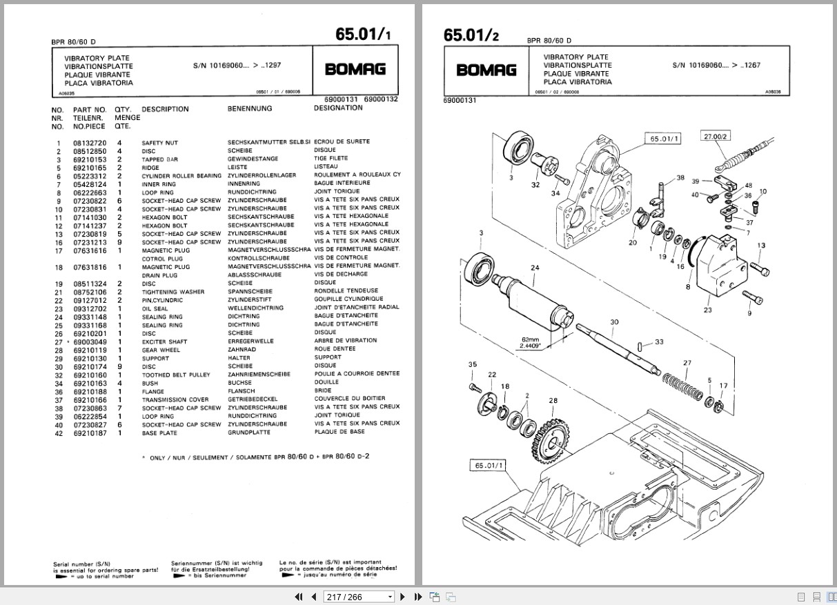 Bomag Vibratory Plate Compactor BPR 75 60 D BPR 80 60 D Spare Parts Catalog 1996 EN DE FR (2)