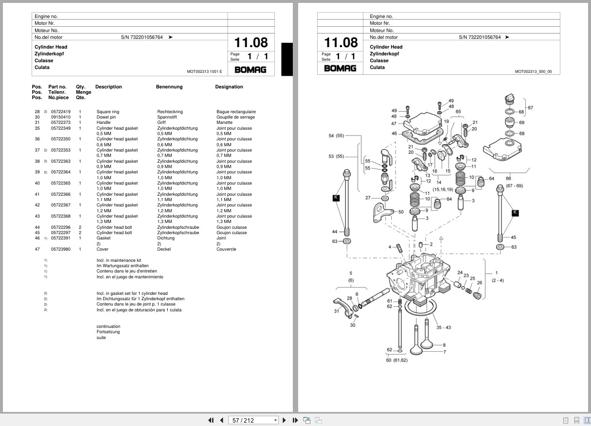 Bomag Vibratory Plate Compactor BPR 75 60 HD 3 Spare Parts Catalog 00817447 2001 EN DE FR (2)