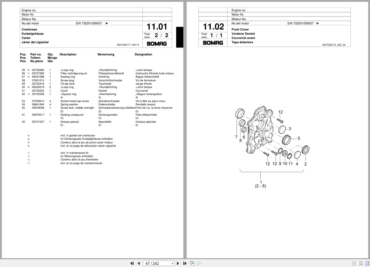Bomag Vibratory Plate Compactor BPR 75 60 HD 3 Spare Parts Catalog 2002 2006 EN DE FR (3)