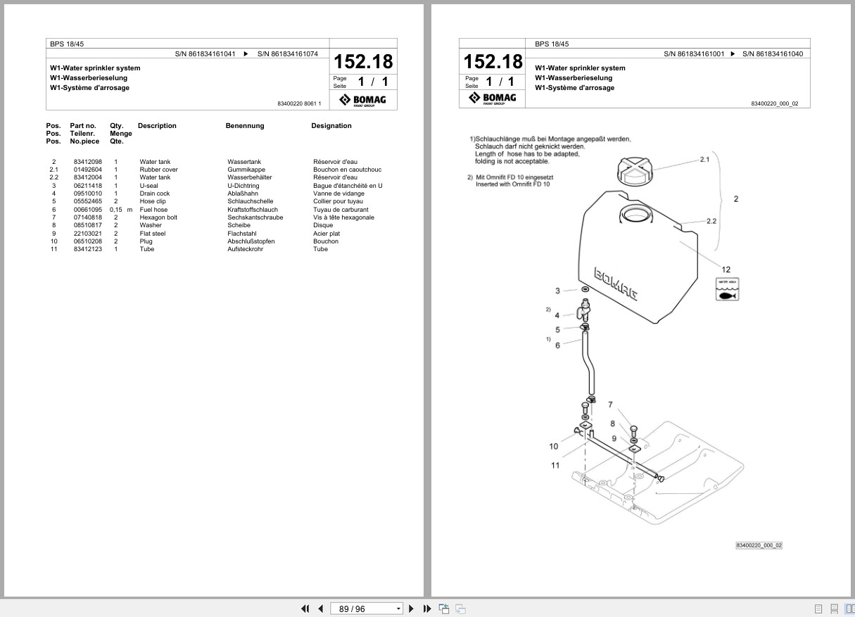 Bomag Vibratory Plate Compactor BPS 18 45 Spare Parts Catalog 2016 2018 EN DE FR (3)