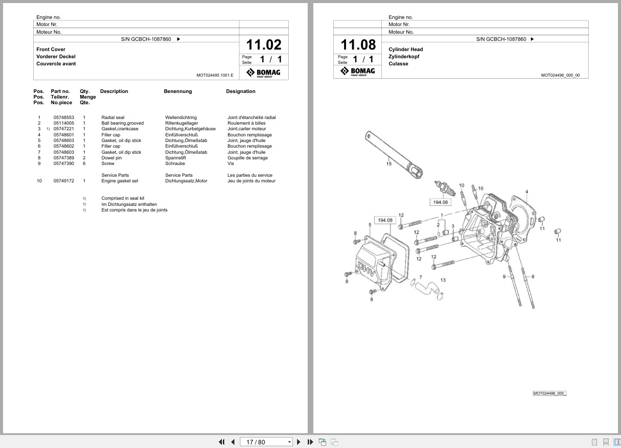 Bomag Vibratory Plate Compactor BR 90 Spare Parts Catalog 2021 EN DE FR (2)