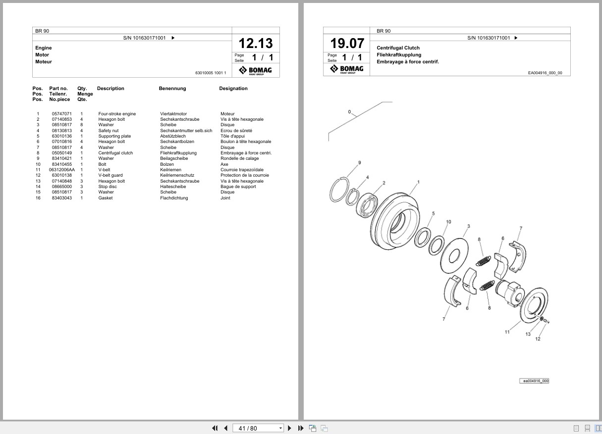 Bomag Vibratory Plate Compactor BR 90 Spare Parts Catalog 2021 EN DE FR (3)