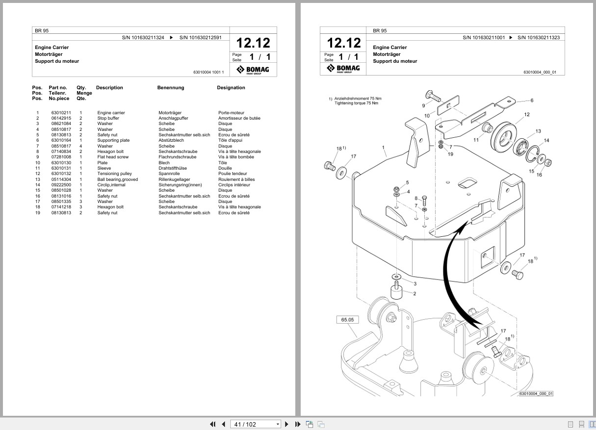 Bomag Vibratory Plate Compactor BR 95 Spare Parts Catalog 2021 2024 EN DE FR (2)