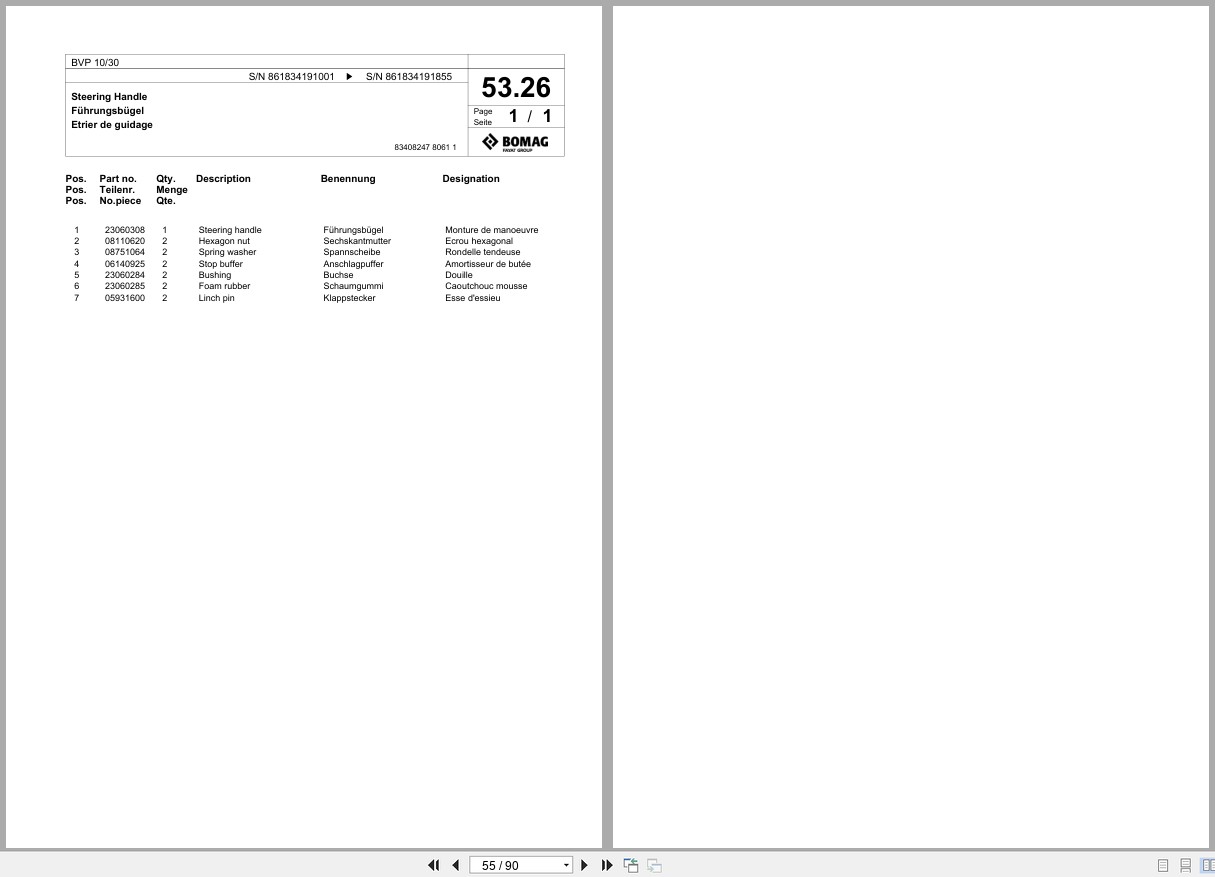 Bomag Vibratory Plate Compactor BVP 10 30 Spare Parts Catalog 2016 2018 EN DE FR (2)