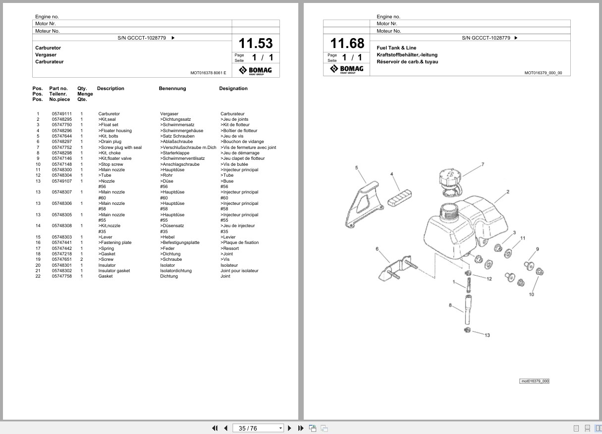 Bomag Vibratory Plate Compactor BVP 10 30 Spare Parts Catalog 2018 2019 EN DE FR (3)