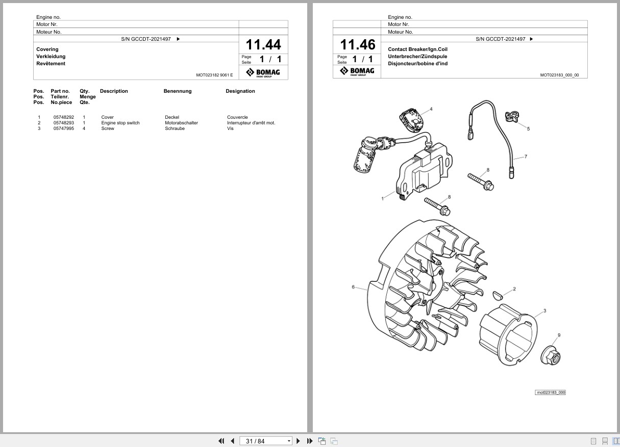 Bomag Vibratory Plate Compactor BVP 10 30 Spare Parts Catalog 2019 2022 EN DE FR (3)