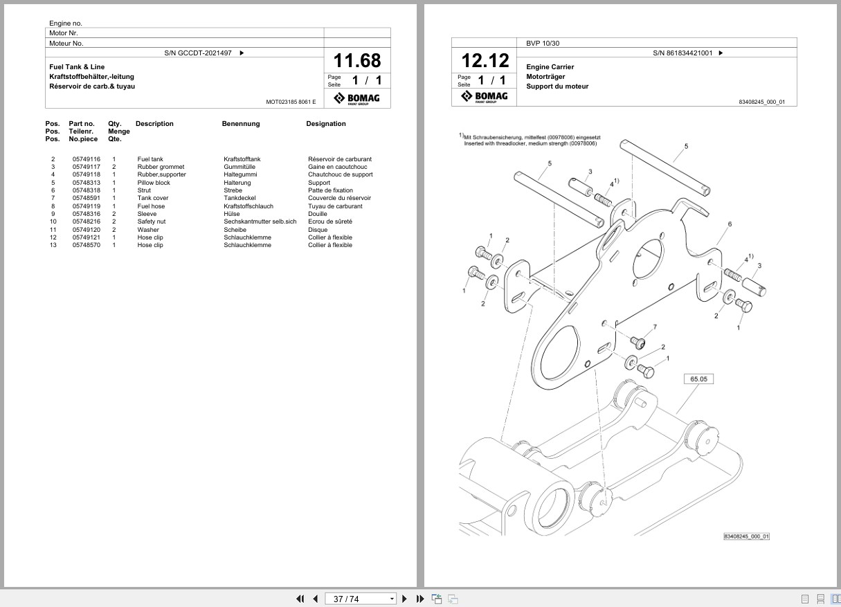 Bomag Vibratory Plate Compactor BVP 10 30 Spare Parts Catalog 2019 EN DE FR (2)