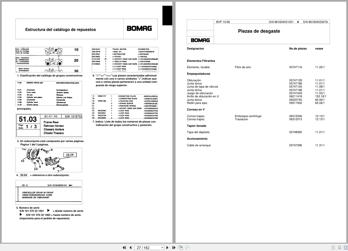 Bomag Vibratory Plate Compactor BVP 10 36 Spare Parts Catalog 2009 2012 EN DE FR (2)