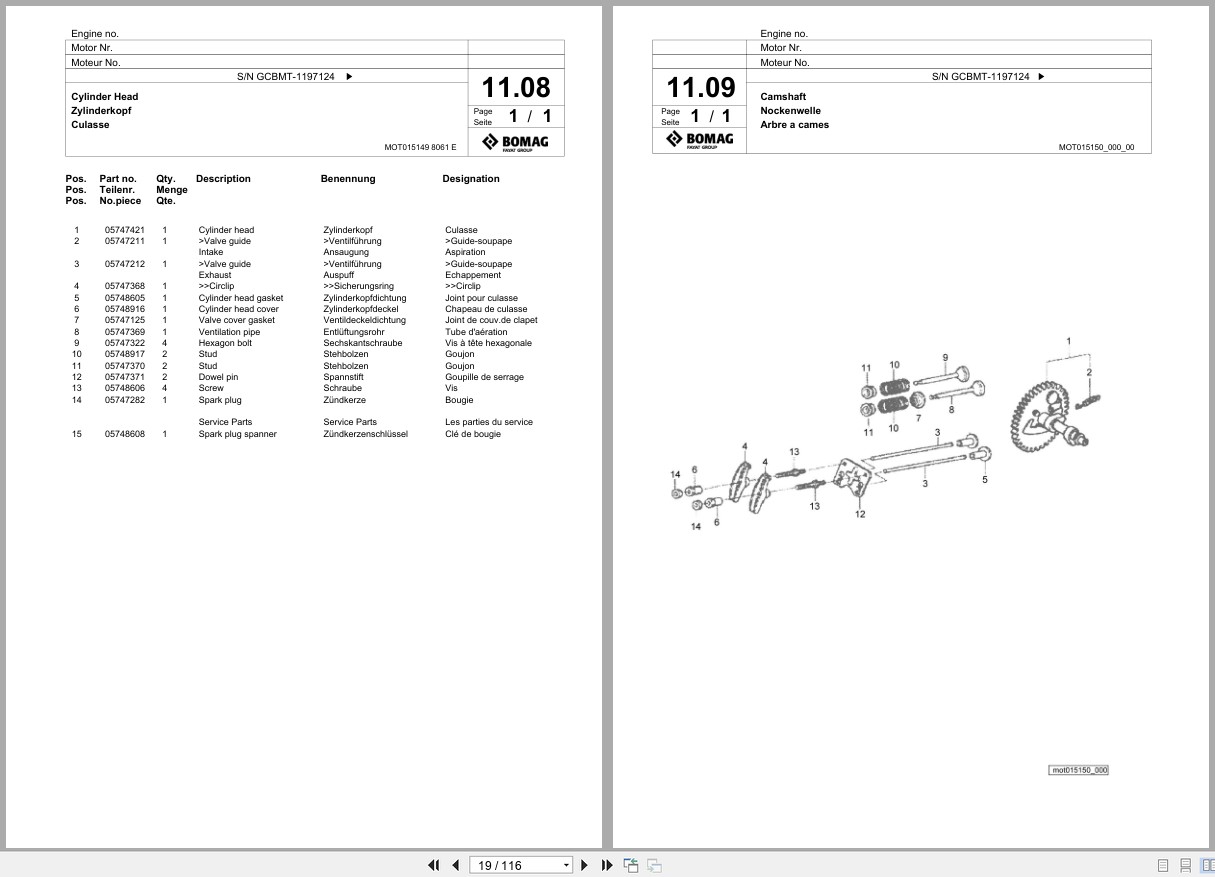 Bomag Vibratory Plate Compactor BVP 10 36 Spare Parts Catalog 2015 2018 EN DE FR (2)