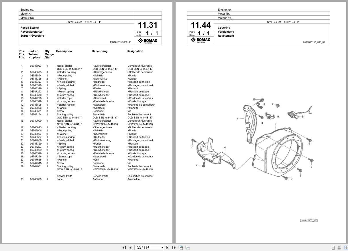 Bomag Vibratory Plate Compactor BVP 10 36 Spare Parts Catalog 2015 2018 EN DE FR (3)