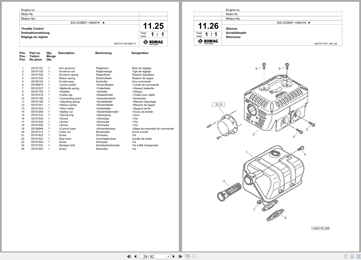 Bomag Vibratory Plate Compactor BVP 12 50 A Spare Parts Catalog 2017 2018 EN DE FR (2)