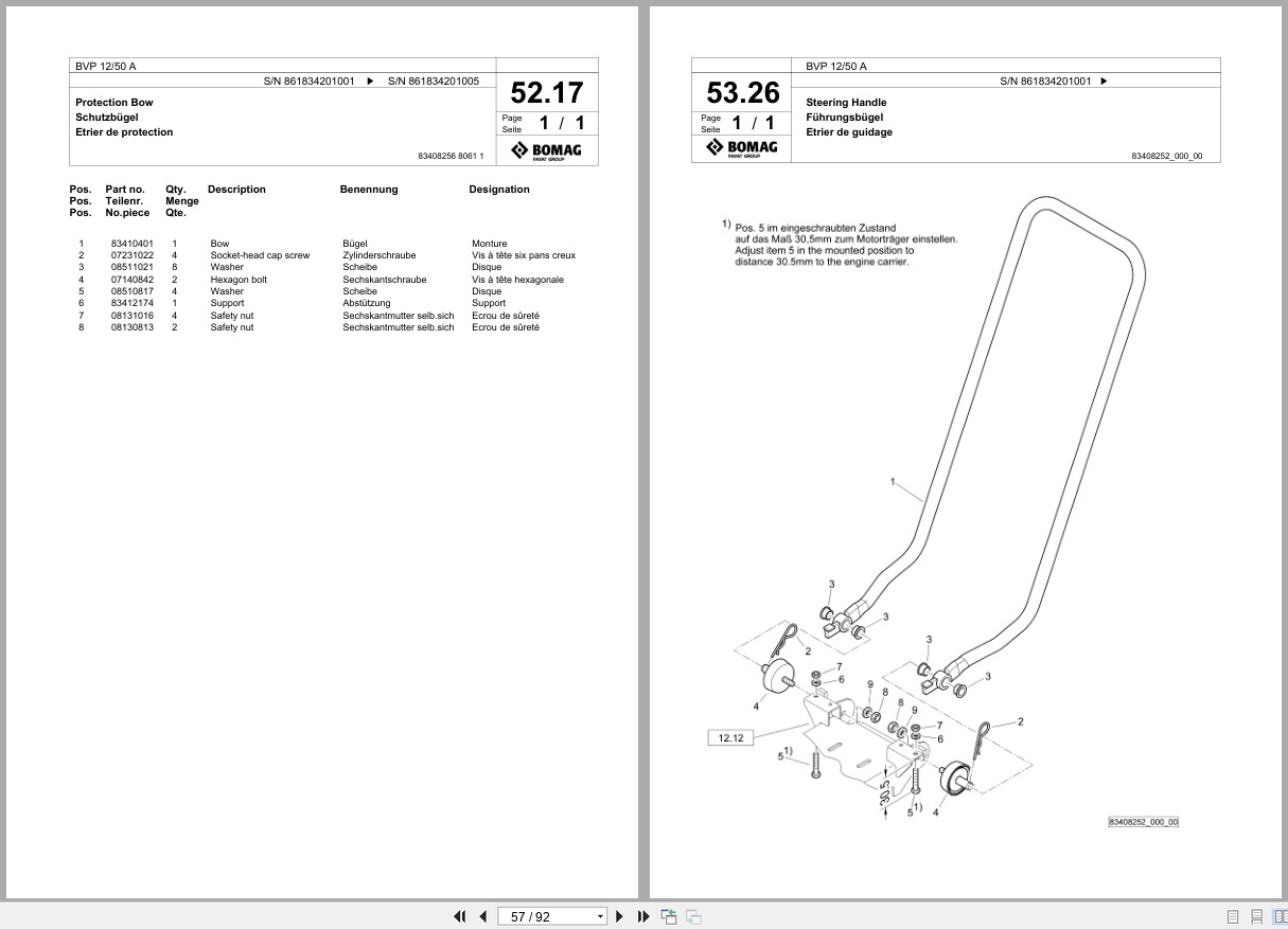 Bomag Vibratory Plate Compactor BVP 12 50 A Spare Parts Catalog 2017 2018 EN DE FR (3)