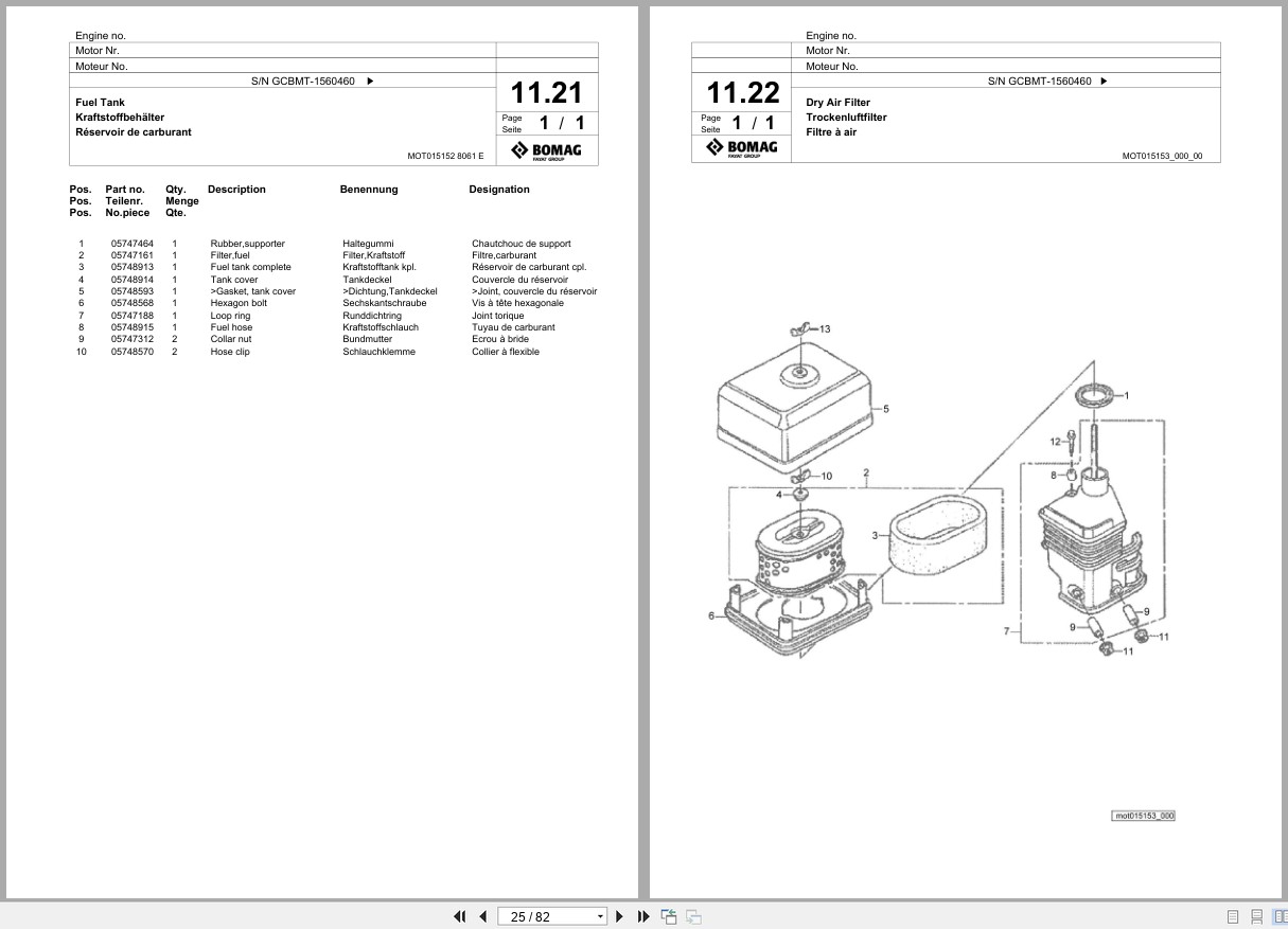 Bomag Vibratory Plate Compactor BVP 12 50 A Spare Parts Catalog 2018 2019 EN DE FR (2)
