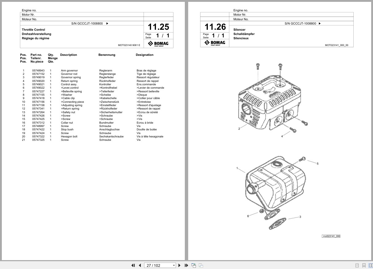 Bomag Vibratory Plate Compactor BVP 12 50 A Spare Parts Catalog 2019 2023 EN DE FR (3)