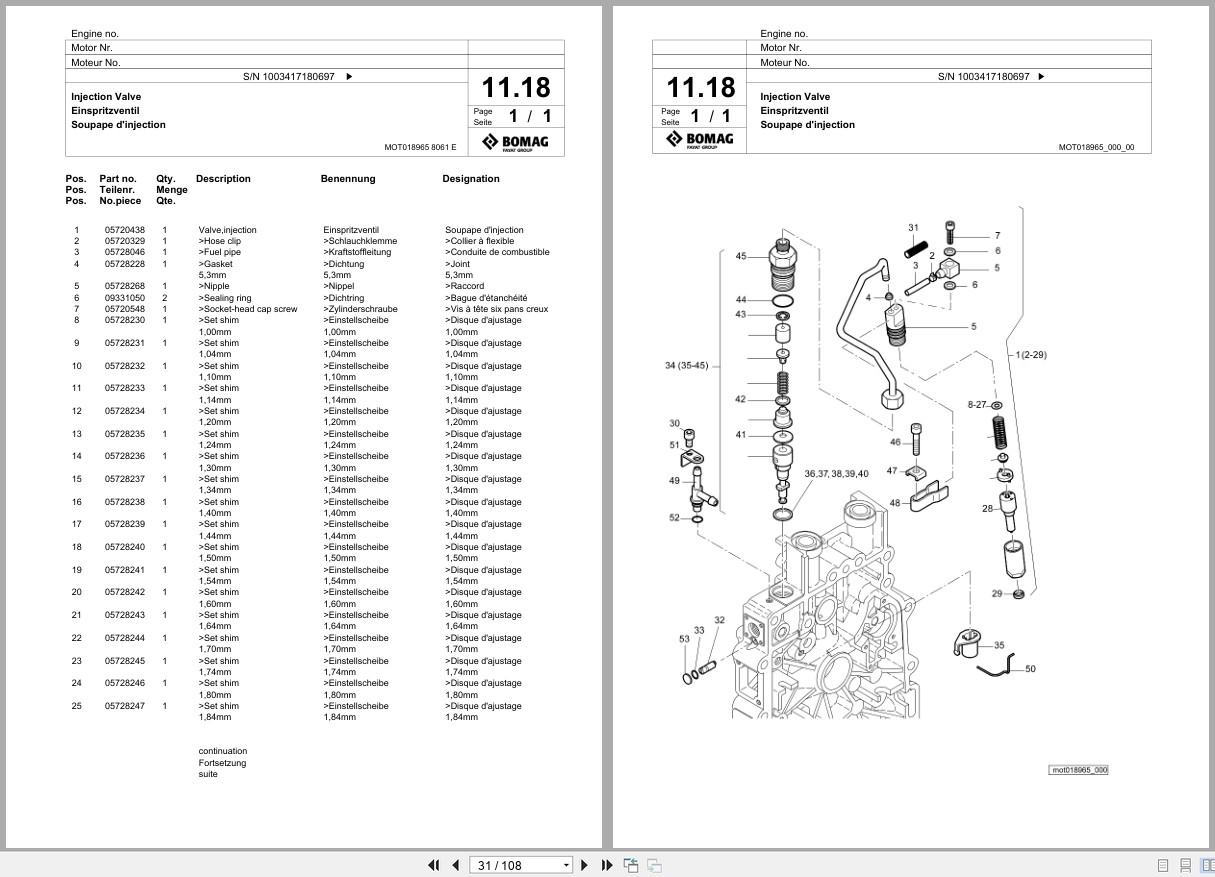 Bomag Vibratory Plate Compactor BVP 18 45 D Spare Parts Catalog 2017 2018 EN DE FR (2)