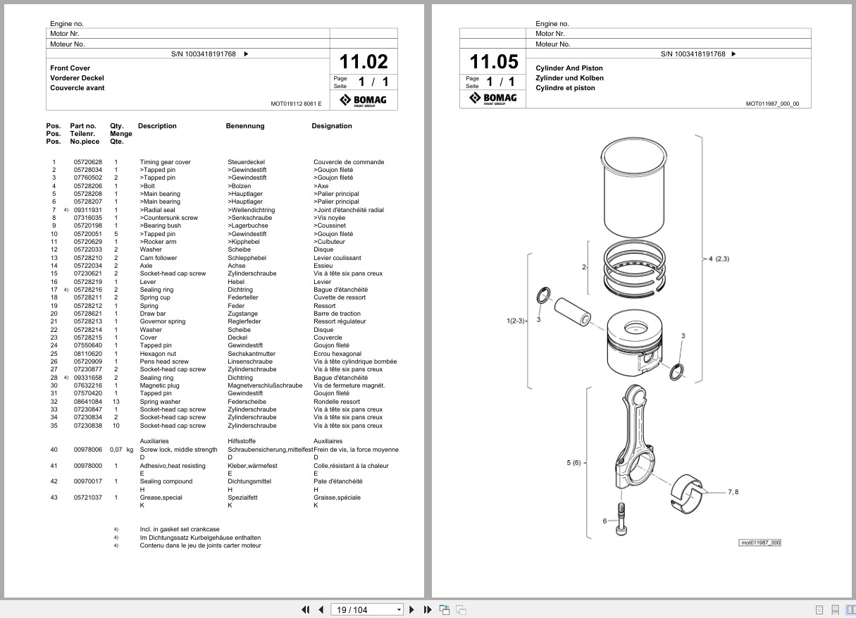 Bomag Vibratory Plate Compactor BVP 18 45 D Spare Parts Catalog 2018 2019 EN DE FR (2)