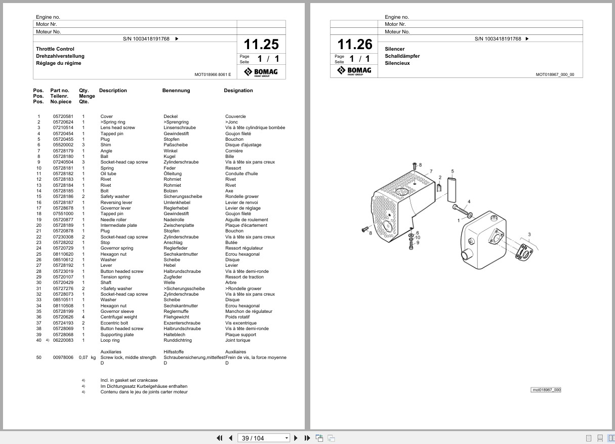 Bomag Vibratory Plate Compactor BVP 18 45 D Spare Parts Catalog 2018 2019 EN DE FR (3)