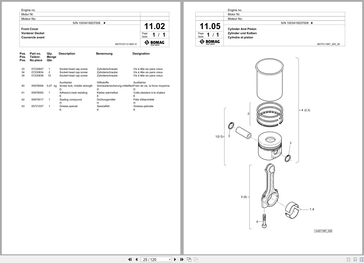 Bomag Vibratory Plate Compactor BVP 18 45 D Spare Parts Catalog 2019 2023 EN DE FR (2)
