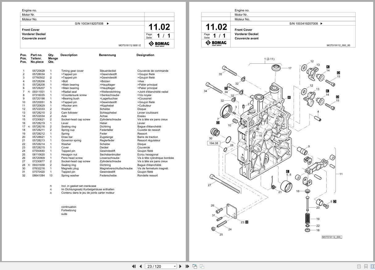 Bomag Vibratory Plate Compactor BVP 18 45 D Spare Parts Catalog 2019 2023 EN DE FR (3)
