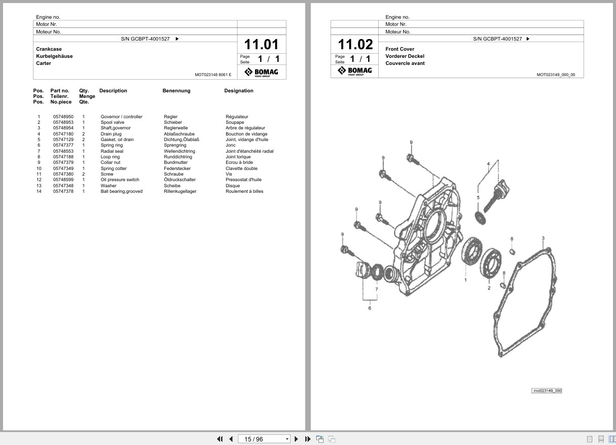 Bomag Vibratory Plate Compactor BVP 18 45 Spare Parts Catalog 03.2019 08.2019 EN DE FR (2)