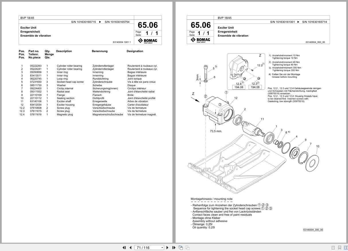 Bomag Vibratory Plate Compactor BVP 18 45 Spare Parts Catalog 05.2020 06.2024 EN DE FR (2)