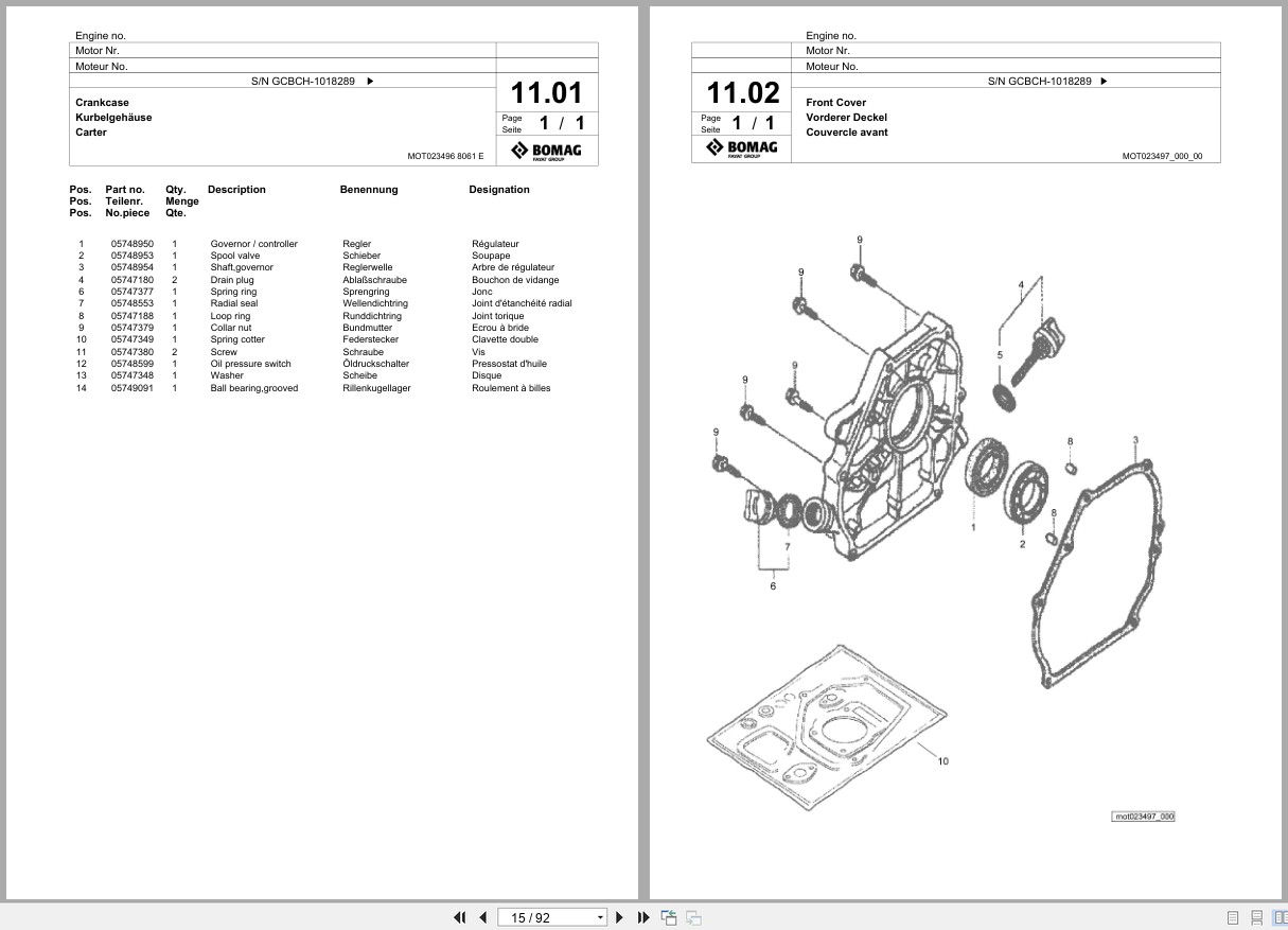 Bomag Vibratory Plate Compactor BVP 18 45 Spare Parts Catalog 08.2019 09.2019 EN DE FR (2)