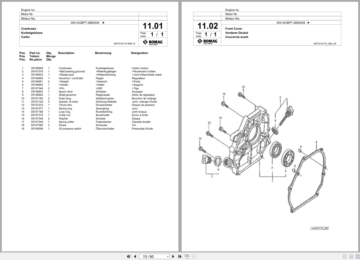 Bomag Vibratory Plate Compactor BVP 18 45 Spare Parts Catalog 10.2018 03.2019 EN DE FR (3)