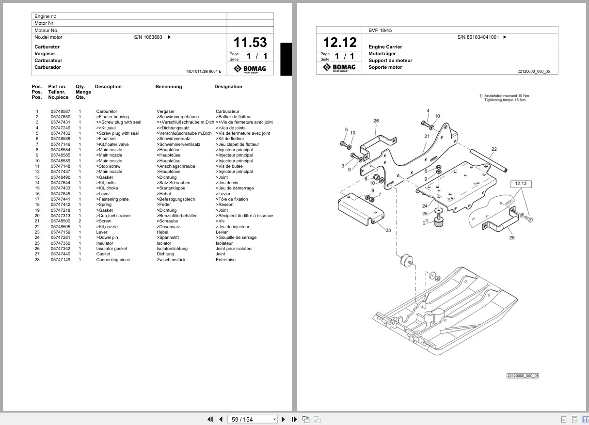 Bomag Vibratory Plate Compactor BVP 18 45 Spare Parts Catalog 2009 2012 EN DE FR (2)