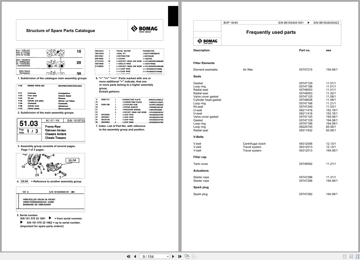 Bomag Vibratory Plate Compactor BVP 18 45 Spare Parts Catalog 2009 2012 EN DE FR (3)