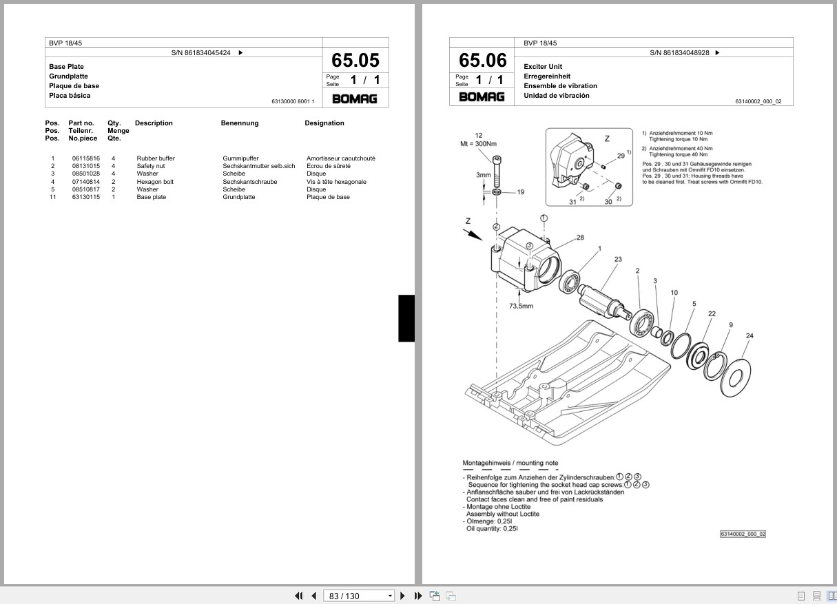 Bomag Vibratory Plate Compactor BVP 18 45 Spare Parts Catalog 2012 2013 EN DE FR (2)
