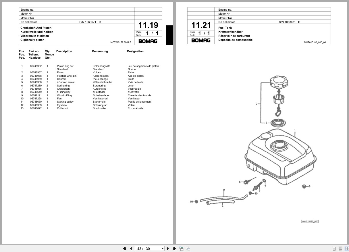 Bomag Vibratory Plate Compactor BVP 18 45 Spare Parts Catalog 2012 2013 EN DE FR (3)