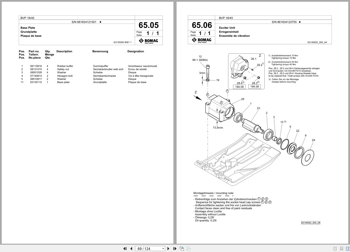 Bomag Vibratory Plate Compactor BVP 18 45 Spare Parts Catalog 2015 2017 EN DE FR (3)