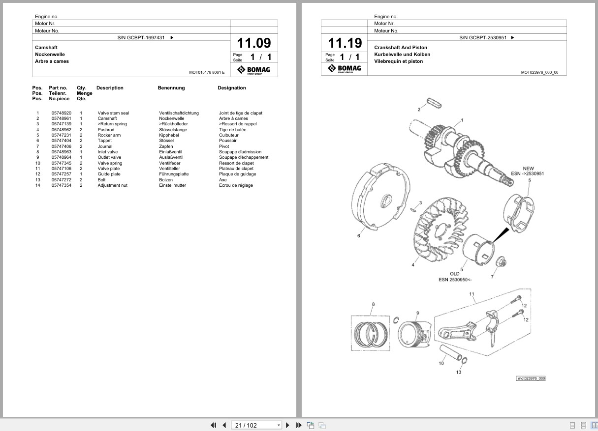 Bomag Vibratory Plate Compactor BVP 18 45 Spare Parts Catalog 2017 2018 EN DE FR (2)