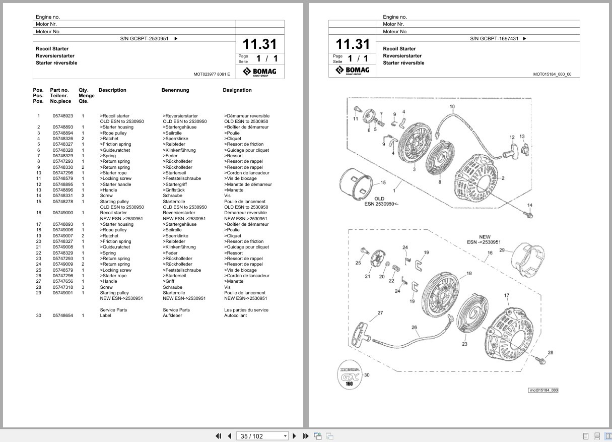 Bomag Vibratory Plate Compactor BVP 18 45 Spare Parts Catalog 2017 2018 EN DE FR (3)