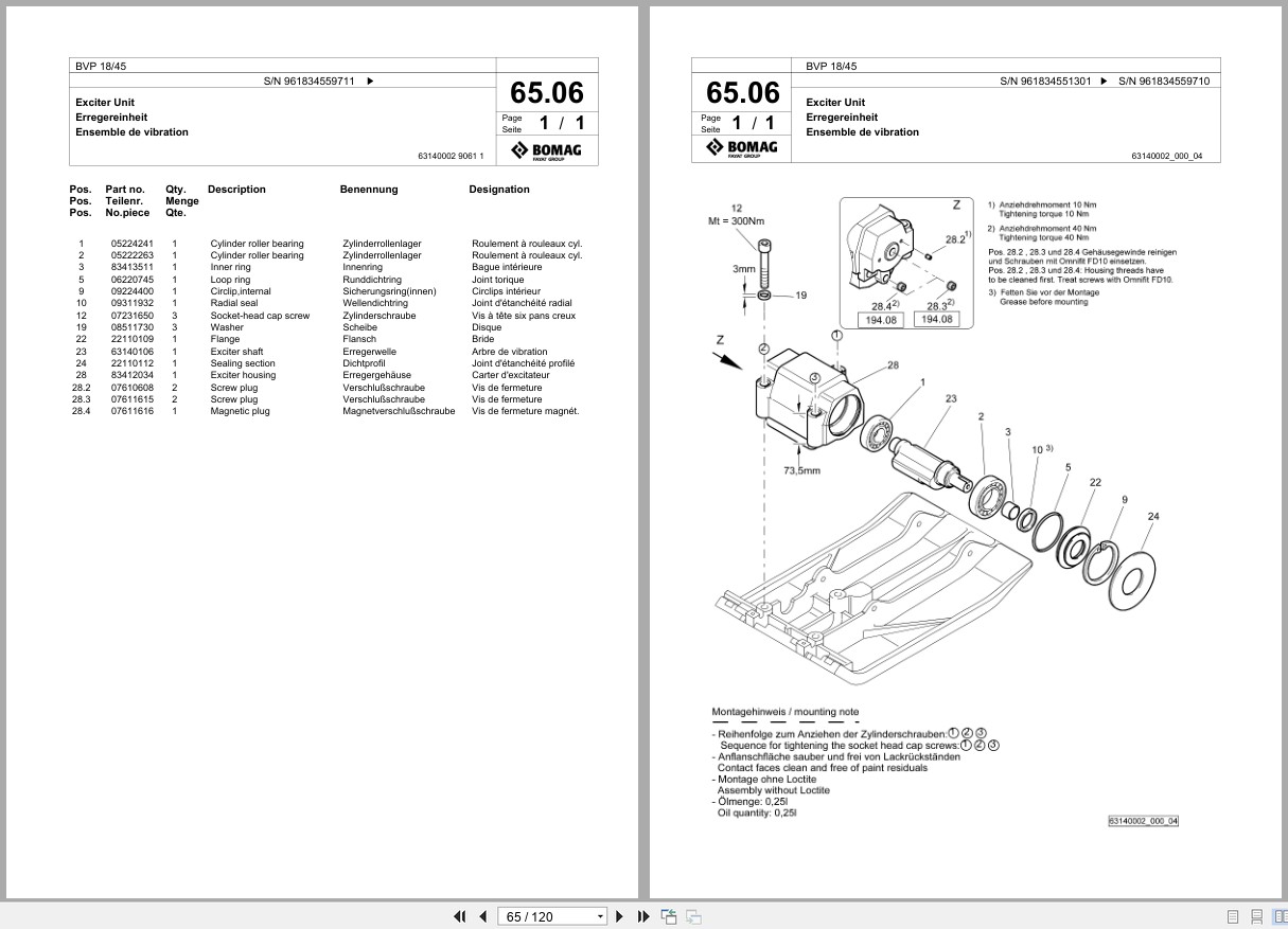 Bomag Vibratory Plate Compactor BVP 18 45 Spare Parts Catalog 2019 2022 EN DE FR (2)