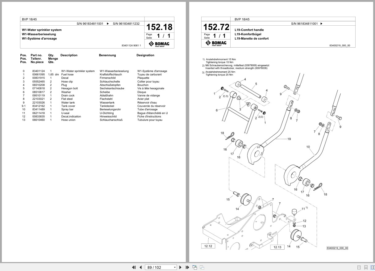 Bomag Vibratory Plate Compactor BVP 18 45 Spare Parts Catalog 2022 2023 EN DE FR (3)