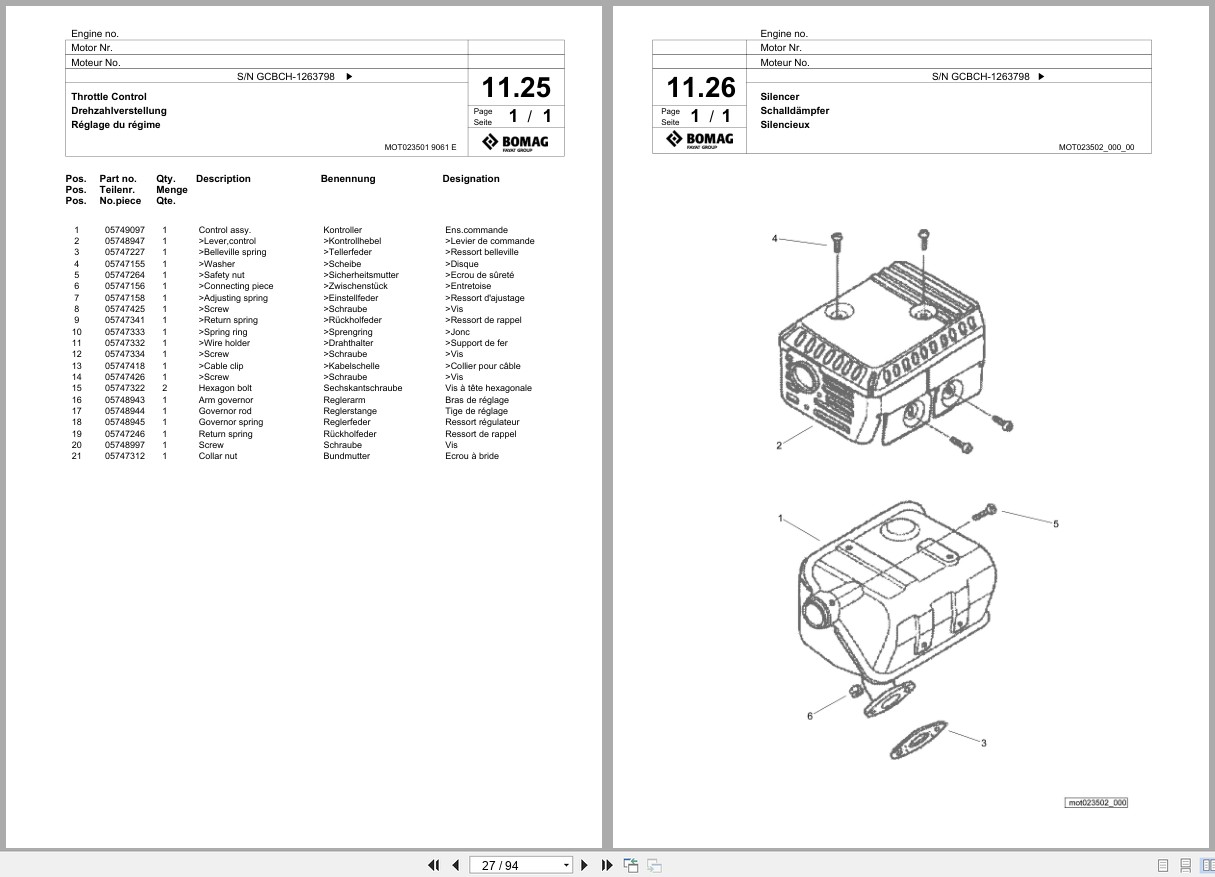 Bomag Vibratory Plate Compactor BVP 18 45 Spare Parts Catalog 2022 2024 EN DE FR (2)
