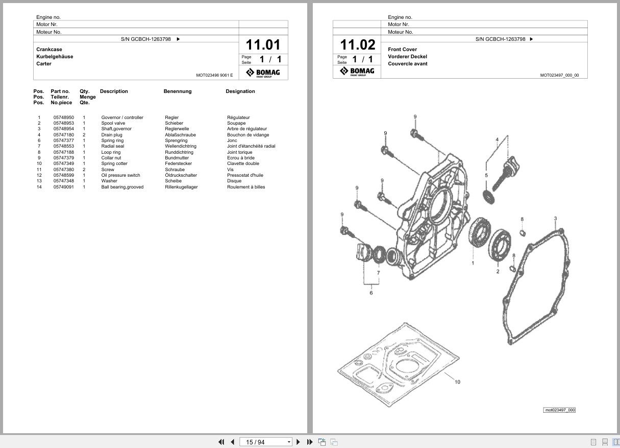Bomag Vibratory Plate Compactor BVP 18 45 Spare Parts Catalog 2022 2024 EN DE FR (3)