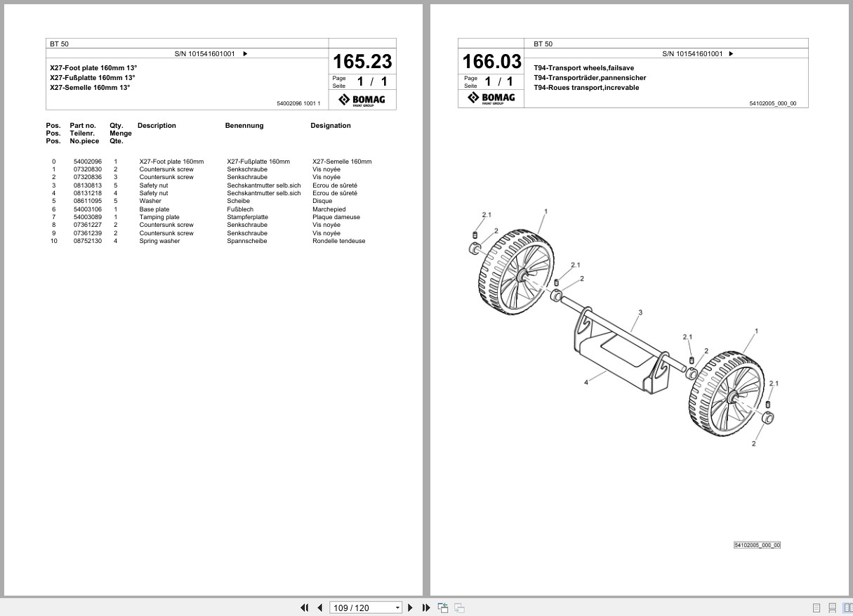 Bomag Vibratory Tamper BT 50 Spare Parts Catalog 2020 2023 EN DE FR (3)