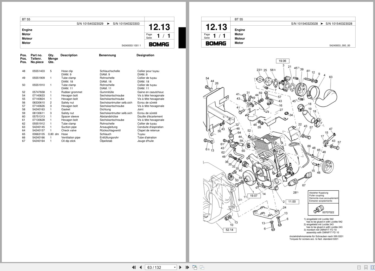 Bomag Vibratory Tamper BT 55 Spare Parts Catalog 2001 2002 EN DE FR (3)