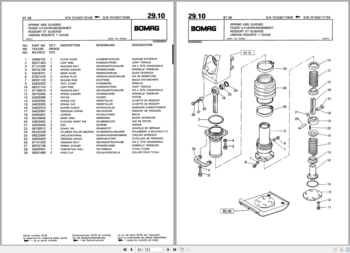 Bomag Vibratory Tamper BT 58 BT 68 Spare Parts Catalog 00813217 2000 EN DE FR (2)